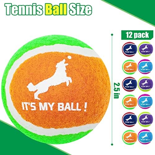EXPAWLORER Squeaky Tennis Balls for Dogs-12 Pack High Elastic Dog Toy Balls