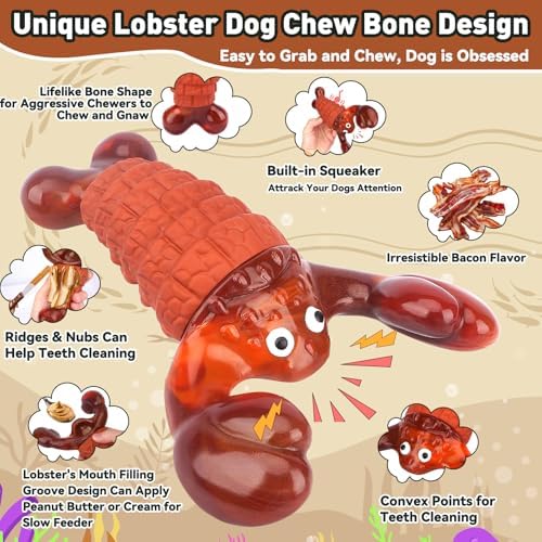 BIKIISEN Squeaky Dog Toys for Aggressive Chewers for Large Chew Toys