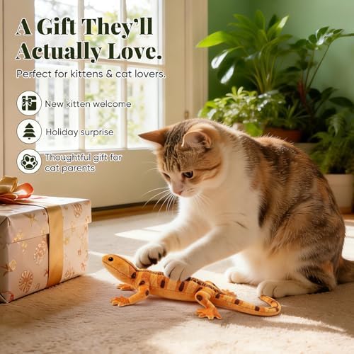 CiyvoLyeen Plush Lizard Catnip Toys for Indoor Cats 4 Pack