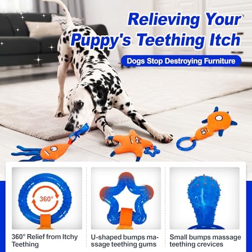 ADDPETS 4 Pack Frozen Puppy Toys to Keep Them Busy to Relieve Teething Pain,Chew Toys for Puppies 0-6 Months Relieve Teething Itch, Puppy Teething Rings to Release Excess Energy