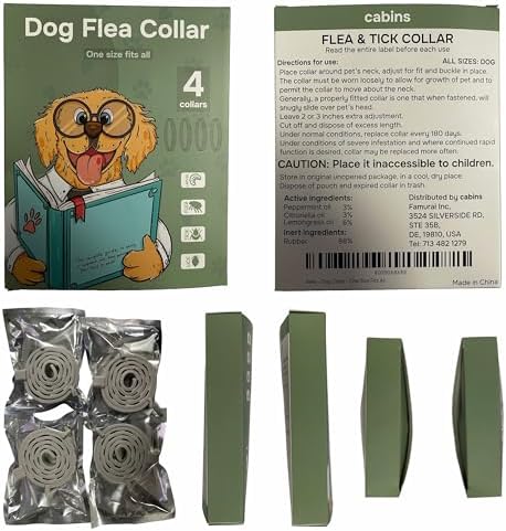 Flea and Tick Prevention for Dogs - Flea Collar - 4 Count - Adjustable