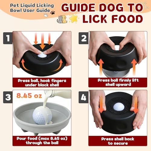 Zenflux Dog Licking Bowl with Rolling Ball, Dog Lick Bowl for Liquid Treats