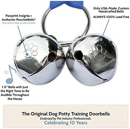 PoochieBells Handcrafted Dog Doorbell for Potty Training – Easy & Quick, Doggie-Safe USA-Made Dog Door Bell with Perfect Sound, Dog Trainer-Recommended for over 20 Years,PB-SOLIDBLACK