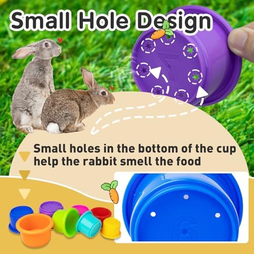 8 Pcs Colorful Stacking Cups for Rabbits, Colorful Bunny Cups for Rabbits and Small Animals, Nesting Rabbit Cups of Different Sizes, Bunny Stacking Cups for Hiding Food and Playing