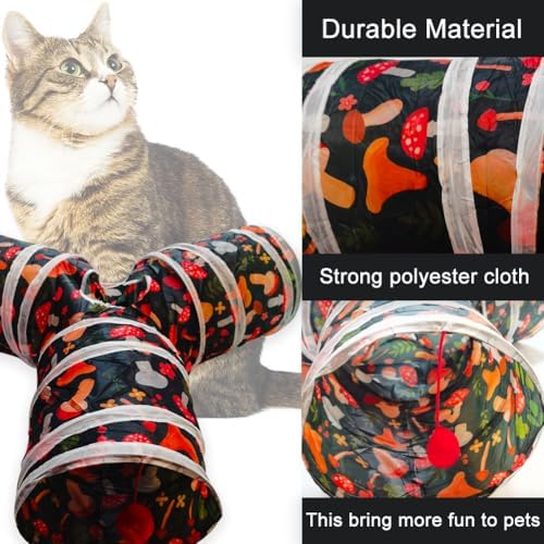Cat Tunnel Tube Toys, 3 Ways Tunnels for Indoor Cats with Play Ball