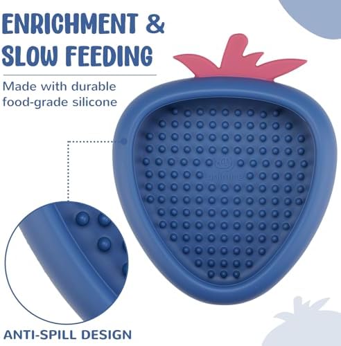 Freeze Dog Lick Bowl, Animire Non-Slip Slow Feeder Lick Mat for Dogs, Silicone Dog Enrichment Bowl for Distraction Anxiety Relief Boredom, BPA Free, Dishwasher Safe(Dark Blue,L)