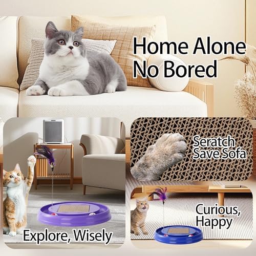Interactive Cat Ball Track Toy Cat Scratcher, Grey