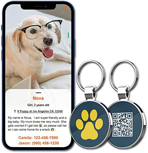 MYLUCKYTAG QR Code Pet ID | Personalized Dog & Cat Collar Tag | Online Profile with Instant Scanned Location Alert Email