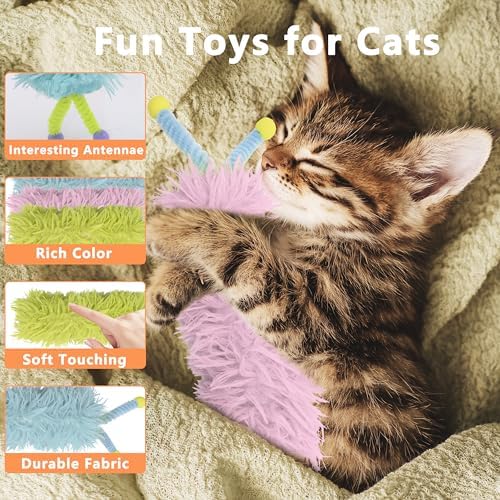 3 Pack Catnip Toys,Soft Cat Pillows Toys with Antennae, Funny cat Toy
