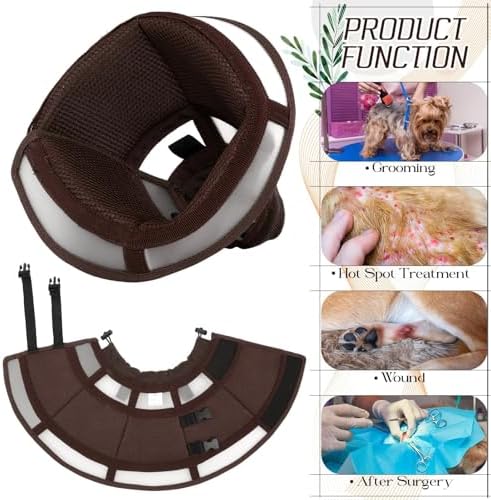 Soft Fold-Over Anti-Lick Dog Cone, Comfortable E-Collar for Medium Dogs