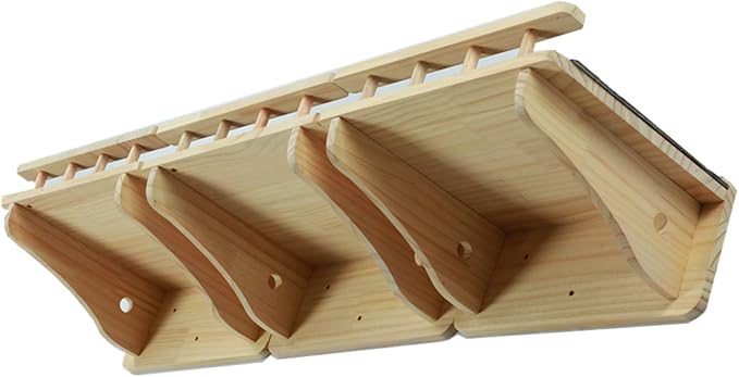 SHENGOCASE 47.2" x 11.8" Natural Solid Wood Wall Mounted Cat Shelves, Superhighway Walkway Balcony with Guardrail Wall Furniture, Steps Stairs, Perch