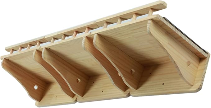SHENGOCASE Wall Mounted Cat Furniture Set, Natural Wood, 47.2 inch Balcony Perch with Guardrail, 4 Steps, 2 Houses with Cushions