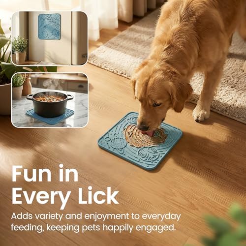 OHMO Large Lick Mat for Dogs&Cats, Space Pattern, 2pcs, Dark&Light Blue