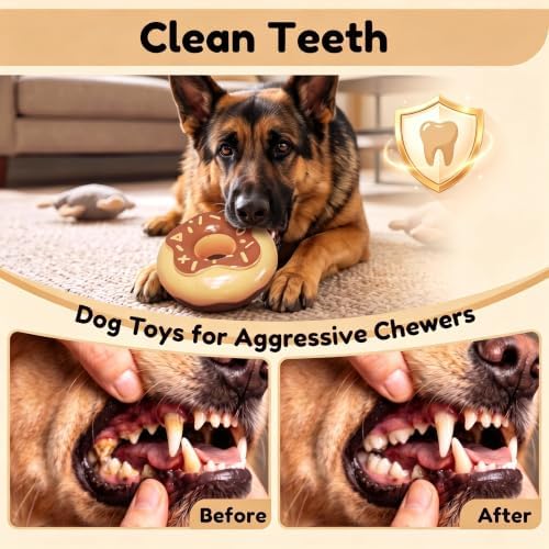 Squeaky Dog Chew Toys, Interactive Tough Indestructible Dog Toys for Aggressive Chewers, Medium to Large Dogs, Indoor & Outdoor Use