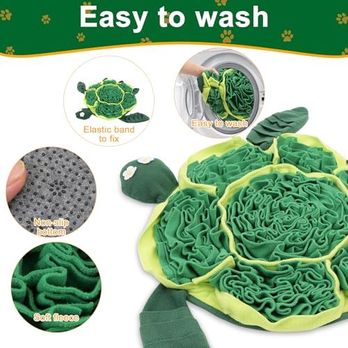 Snuffle Mat for Dogs - Interactive Puzzle Feeding Game for Stress Relief & Foraging Skills | Dog Toys to Keep Them Busy | Small/Medium/Large Dogs Turtle Design