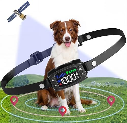 GPS Wireless Dog Fence System, Rechargeable Electric Fence for Dogs, IPX6 Waterproof Collar, Adjustable Warning, 33Yd-1000Yd Range, Pet Safe Outdoor Containment for Most Breeds