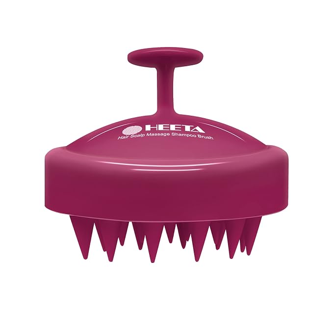 HEETA Scalp Massager Hair Growth, Soft Silicone Scalp Scrubber Shampoo Brush for Exfoliation, Dandruff Removal Head Massage Stress Relax, Wet & Dry Use for Thick Thin Curly Hair Care, Red