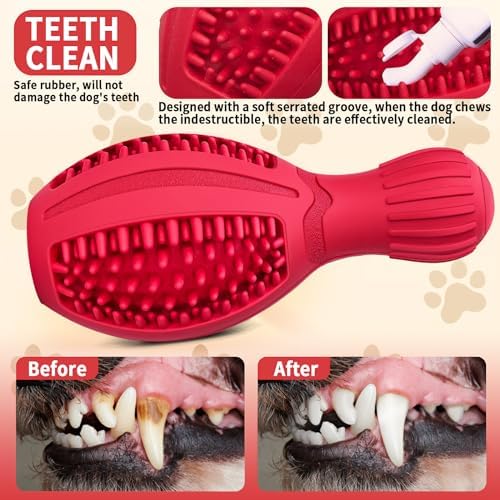 Treat Dispensing Puzzle Dog Toy - Interactive Chew Toys for Aggressive Chewers, Durable Rubber with Squeaker & Mental Stimulation for Large Medium Small Dogs Breeds