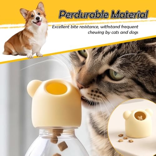 3 Pack Dog Cat Treat Dispenser Caps for Standard Soda & Water Bottles