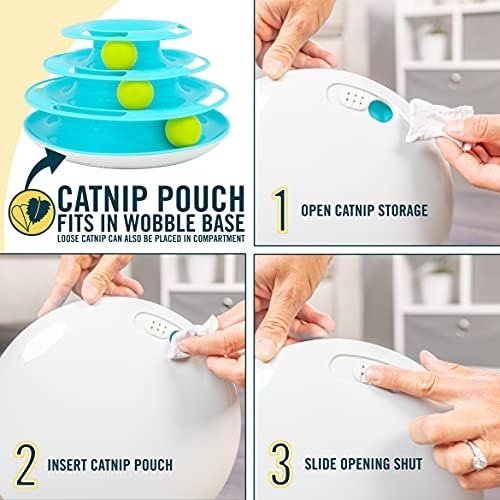 Our Pets Wobble Triple Chase Ball Track Interactive Cat Toy for Indoor Cats with Catnip (Cat Toys; Kitten Toys for Hunting and Chasing w/Rattling; Rolling Balls)