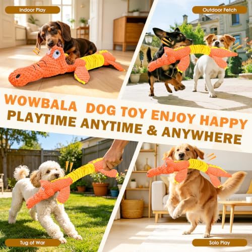 WOWBALA Crocodile Squeaky Dog Toys for Puppy, Small and Medium Breed