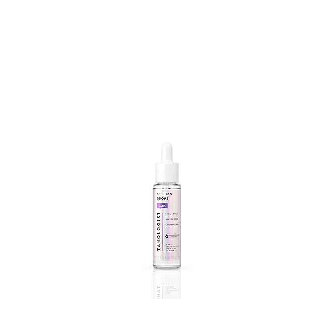 Tanologist Dark Self Tan Drops, Streak-Free Body & Face Tanning Drops, No Fake Tan Smell, For Moisturizer & Lotion, Bronzing Face Tanner, Skincare Ingredients, Vegan, 1.01 fl. oz/30 ml Bottle