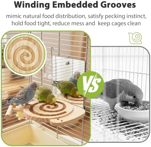Bird Foraging Toys with Perch & Mirror, Easy for Novice/Older Birds