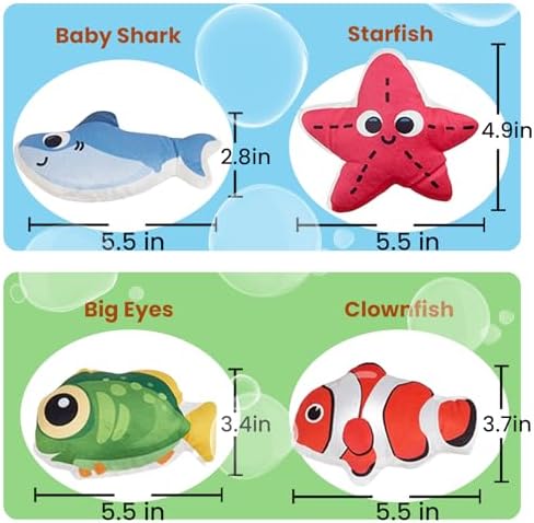 4 Pack Catnip Toys, Fish Shape Crinkle Toys for Indoor Cats