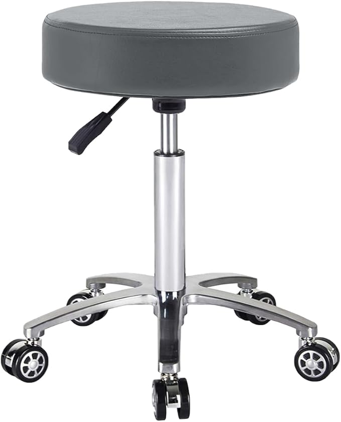 Antlu Rolling Stool Swivel Chair for Office Medical Salon Tattoo Kitchen Massage Work,Adjustable Height Hydraulic Stool with Wheels (Grey)
