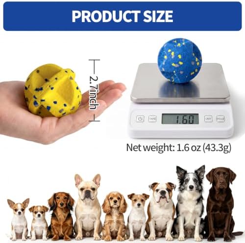 Interactive Dog Ball 2 Packs, Pet Toys Balls Bouncing Toy for Small Medium Large Dogs, Solid E-TPU, Active Rolling Puppy Toy for Exercise and Boredom Relief（Yellow + Blue）