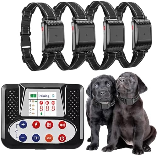 Electric Wireless Dog Fence Pet Boundary Containment System, Waterproof Training Collar Receiver, Vibration & Shock, Accurate 2.4G Signal, Safe Effective, 3 Modes for Stubborn Dogs,for4dogs