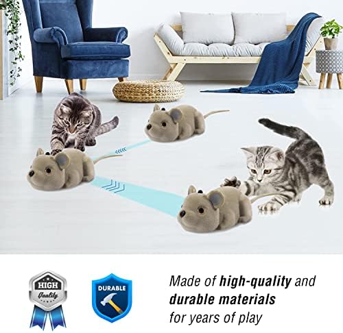 CSD Interactive Cat Mouse Toy - Mouse Hunting Cat Toy - Fake Rat Toy Mouse for Cats with Remote Control - Interactive Cat Pet Toy for Boredom, Physical & Mental Stimulation - Realistic Mouse Toy