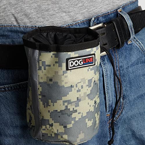 Dogline Dog Treat Pouch: Puppy Training Bag, Pet Kibbles and Snacks Holder, Litter Waste Bags Dispenser with Adjustable Drawstring Closure, Large Capacity with Mesh Pocket, Strong Nylon Material