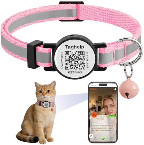 Reflective Kitten Collars with Bell,Cat Collar Breakaway with QR Code Name Tag, Cat ID Tag Personalized, Ultra-Durable, Adjustable, Quick Release, Fits Most Girl Boy Small Large Cats (Pink)