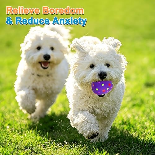Squeaky Dog Toys 8 Pack, 2.4" Soft Latex Interactive Bouncing Puppy Chew Toys, Interactive Egg Shape Dog Toys Balls for Small Medium Breed