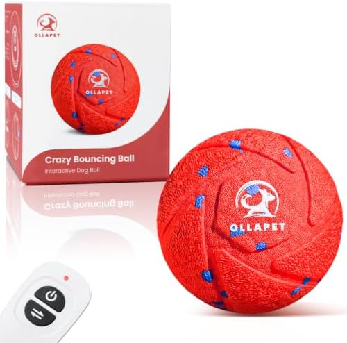Interactive Dog Toys Dog Ball - Auto Bouncing & Rolling, Chew-Resistant E-TPU Material, 3 Interactive Modes, IPX7 Waterproof, Smart Chase Pet Toy Ball for Medium and Large Dogs (Red)