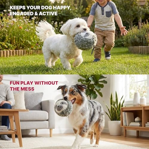 petlou Squeak Toys for Aggressive Chewers Small Medium Breed Chew Toys,Fetch Ball Indoor Ball Toys,Sqeaky Dog Toys (4" EZ Squeaky Sloth)