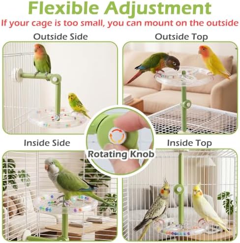 90°/180° Adjustable Spinning Bird Perch for Cage with Beads & Sounds