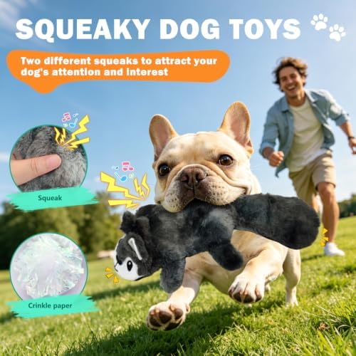 Fuufome Interactive Squeaky No Stuffing Crinkle Chew Toy for Dogs