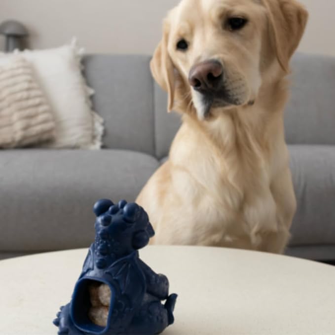 Yeti Puff & Play Interactive Dog Toy, Nugget Treat Dispenser, Blue Dragon
