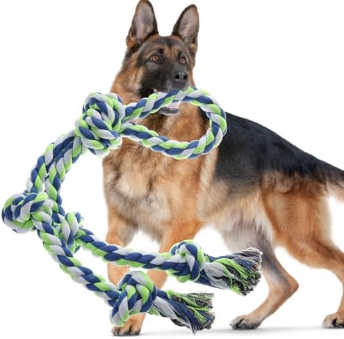 Rope Toy for Dogs，Large Dog Rope Toys for Aggressive Chewers, Heavy Duty Dog Toys for Large Medium Breed, Indestructible Tough Chew Toys Tug of War Dog Toy Cotton Rope for Teeth Cleaning