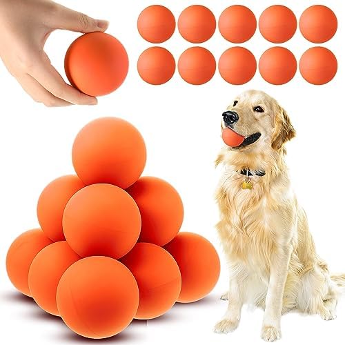 Hiboom 15 Pack Natural Rubber Dog Tennis Balls for Fetch, Orange