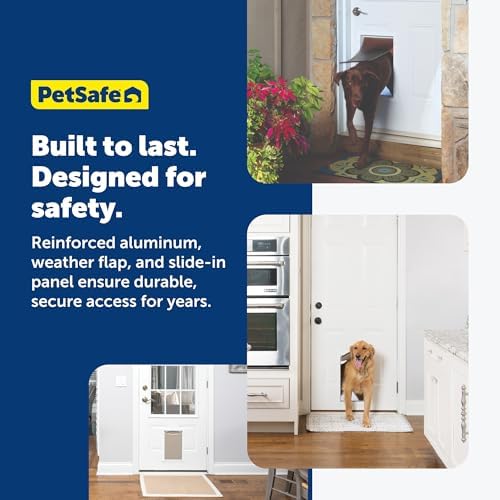 PetSafe Freedom Aluminum Dog & Cat Door, Pets up to 100 lbs, Large, White | Solid Aluminum Frame with Reinforced Corners, Flap Opening 10.25" W x 16.25" H, Fits Doors 3/8-2 in Thick
