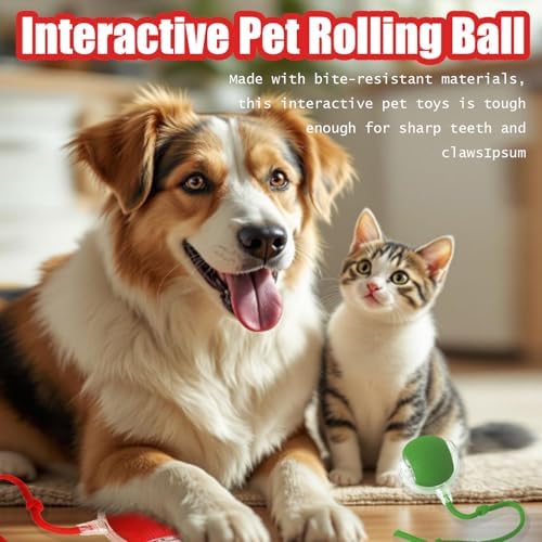 2025 New Interactive Dog Cat Toys Balls,Interactive Rolling Ball Cat Toy, 360° Smart Automatic Rolling Pet Ball, Fast Moving Toy for Dog and Cat(Green)