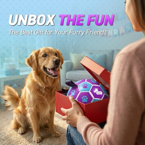 QDAN Dog Ropes Toys, Soccer Ball with Straps, Tug of Toy, Dog Birthday Toy
