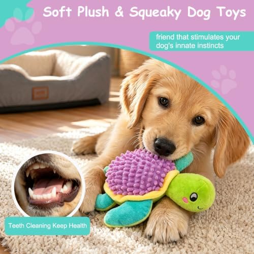 Squeaky Plush Turtle Dog Toy – Interactive Chew & Cuddle
