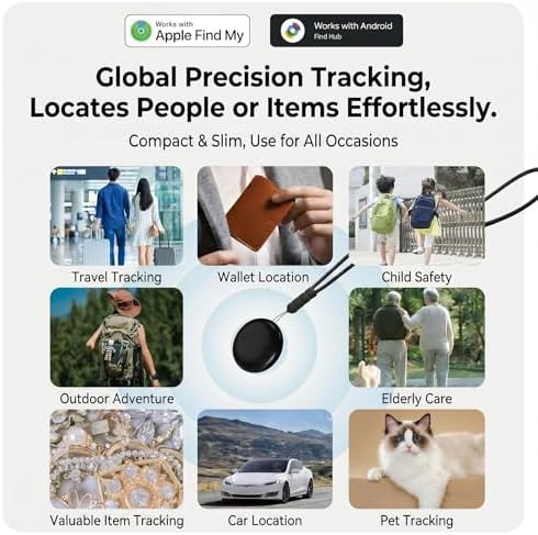 2026 Upgraded Pet GPS Tracker, 2 Pack, for Dogs, Cats & Small Animals, No Monthly Fee, IPX6 Waterproof, Works with Apple Find My & Google Find Hub, 365-Day Battery Life, Compatible with iOS & Android