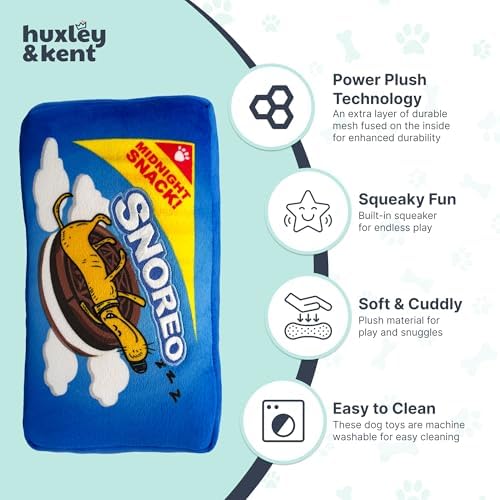 Huxley & Kent Power Plush Squeaky Dog Toy, Snoreo Cookies, Small