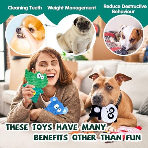 8 Pack No-Stuffing-Dog-Squeaky-Toys,Crinkle-Puppy-Toy Pet-Entertaining-Toy