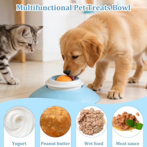 Dog Cat Licks Toys for Liquid Food, 2026 New Dog Lick Bowl Anxieties Relief Slow Feeder Dog Lick Ball Treat Dispenser, Non-Slip Licking Bowl for Dog Calming & Anxieties Relief